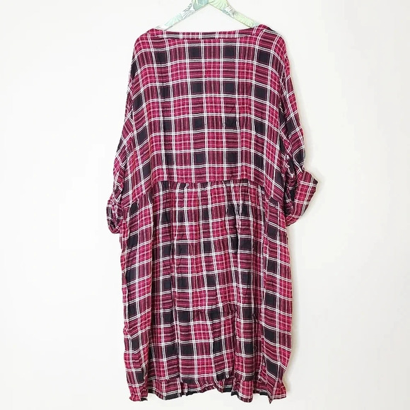 NWT Torrid Red Plaid Button Front Shirt Dress 5 - Picture 4 of 8